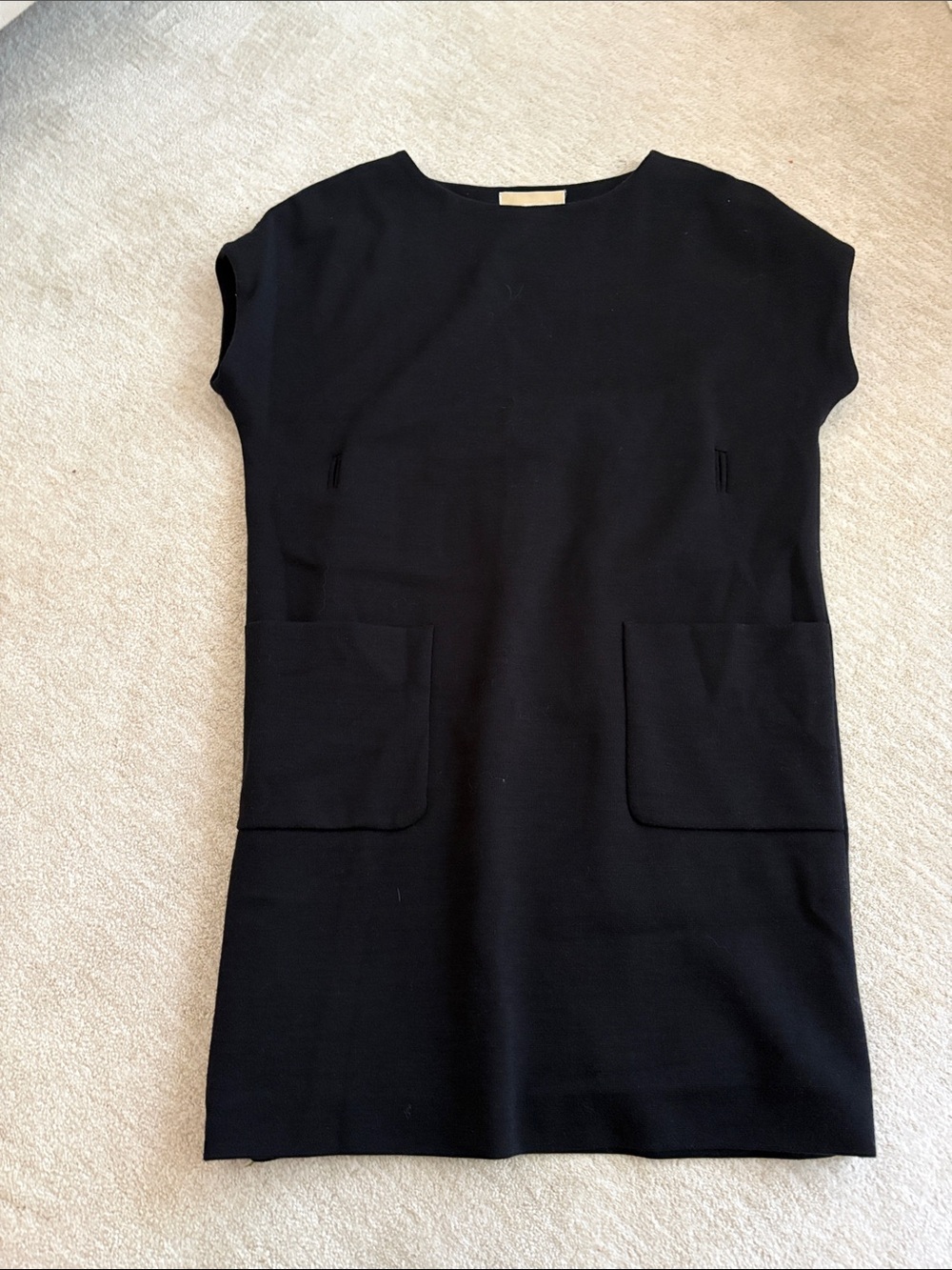Michael Kors Black Mini Shift Dress with Front Pockets